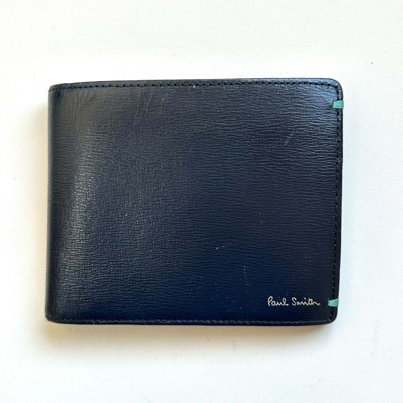 ポールスミス Paul Smith 二つ折り財布 ネイビー×ライトグリーン 