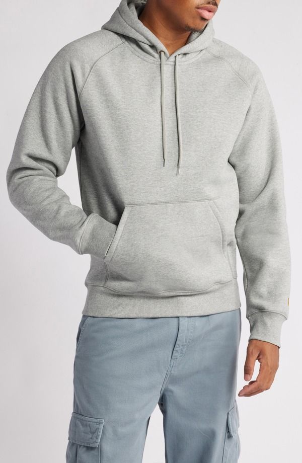 人気，高品質 カーハート メンズ アウター パーカー・スウェット フリース Carhartt Work In Progress Chase Fleece Hoodie Grey Heather Gold グレー トレーナー・スウェット