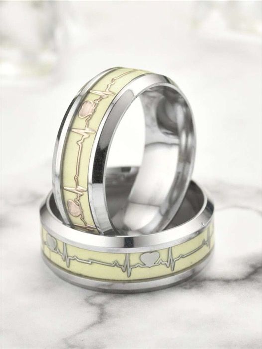 リング レディース セット 2個セット ハートビートパターン 暗闇で光る