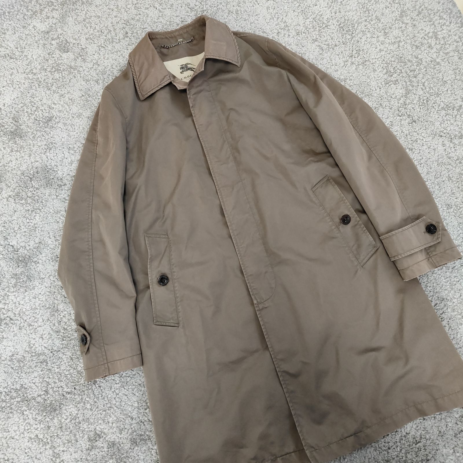 BURBERRY LONDON メンズ ステンカラーコート 濃紺 L 軽量 バーバリー