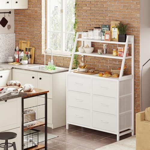 AODK 棚 収納 ラック付きチェスト タンス 大容量 幅80×奥行き30cm