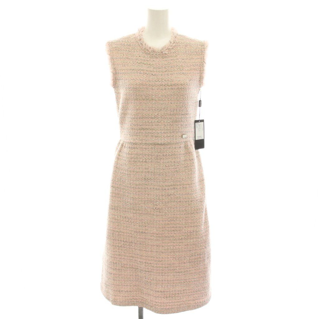 ルネ Rene ツイードニットワンピース ロング ノースリーブ フリンジ