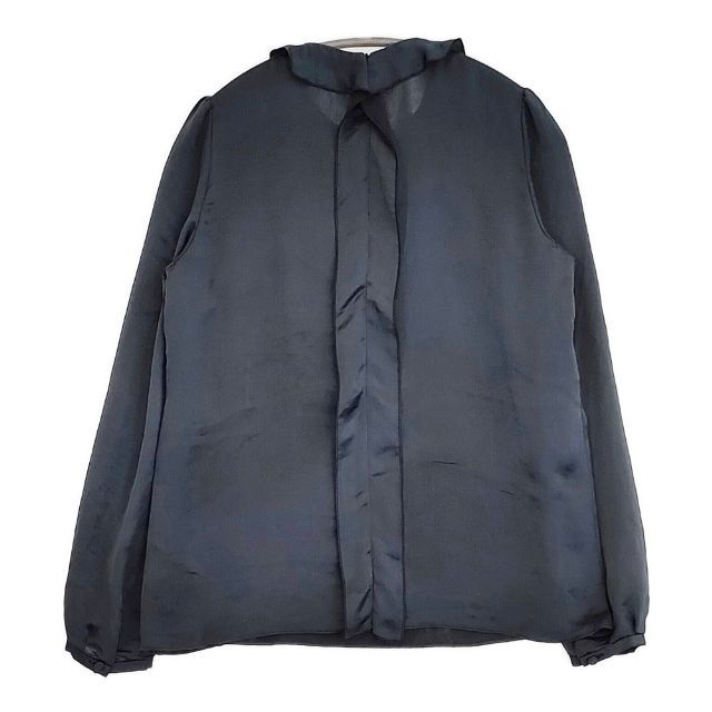 LANVIN en Bleu フリル 38 ブラウス シャツ 濃紺 ネイビー レディース