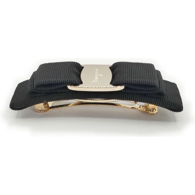 Salvatore Ferragamo ヴァラ・リボン バレッタ ブラック ゴールド