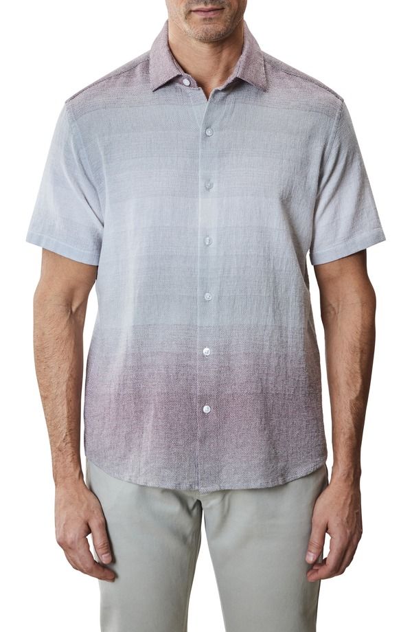 ロバートバラケット メンズ トップス シャツ Robert Barakettiffin Short Sleeve Woven ButtonUp Shirt Purple パープル