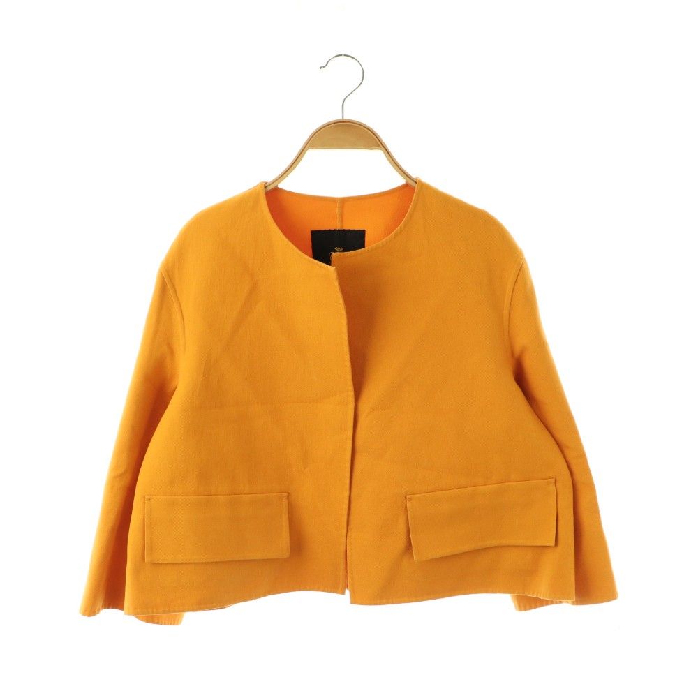 ドゥロワー Drawer ノーカラージャケット 薄手 38 オレンジ /CX □OS