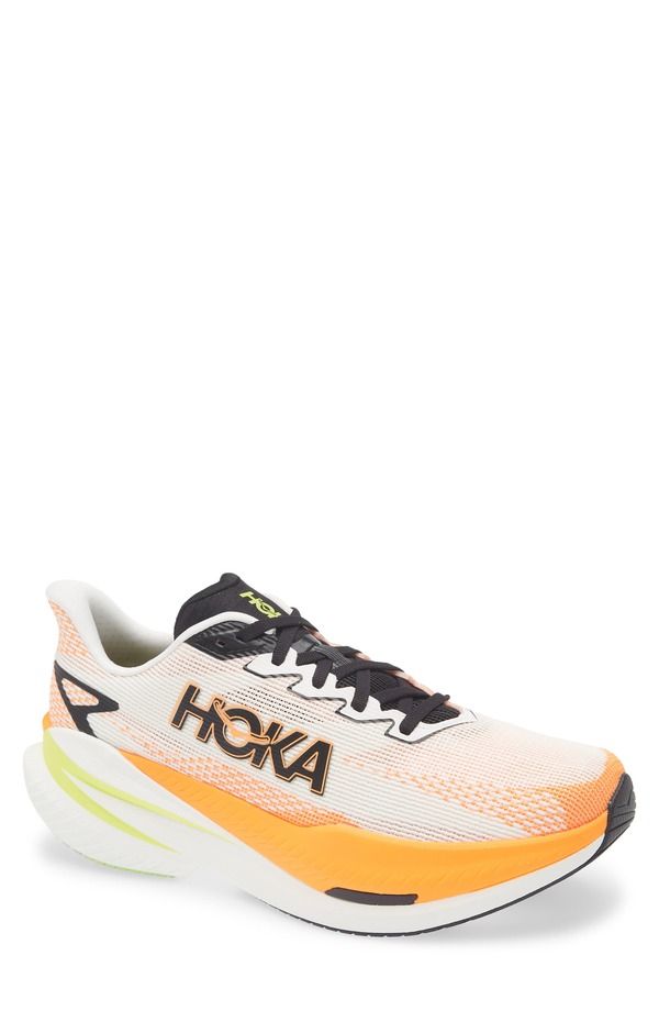 ホカオネオネ メンズ シューズ スニーカー HOKA Mach X 3 Running Shoe White Neon Tangerine ホワイト