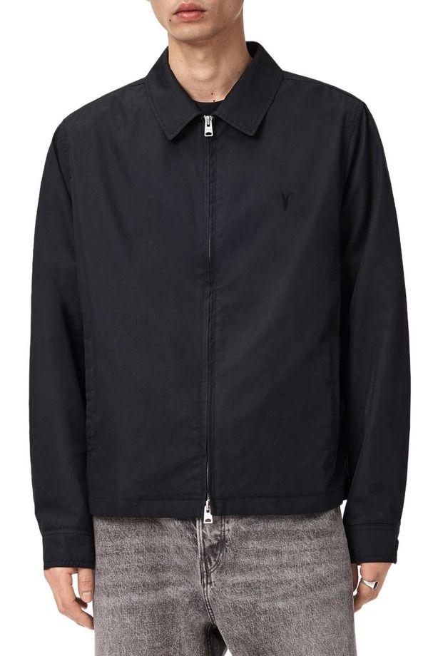 オールセインツ メンズ アウター ジャケット・ブルゾン コットン AllSaints Trey Cotton Blend Jacket Jet Black ブラック