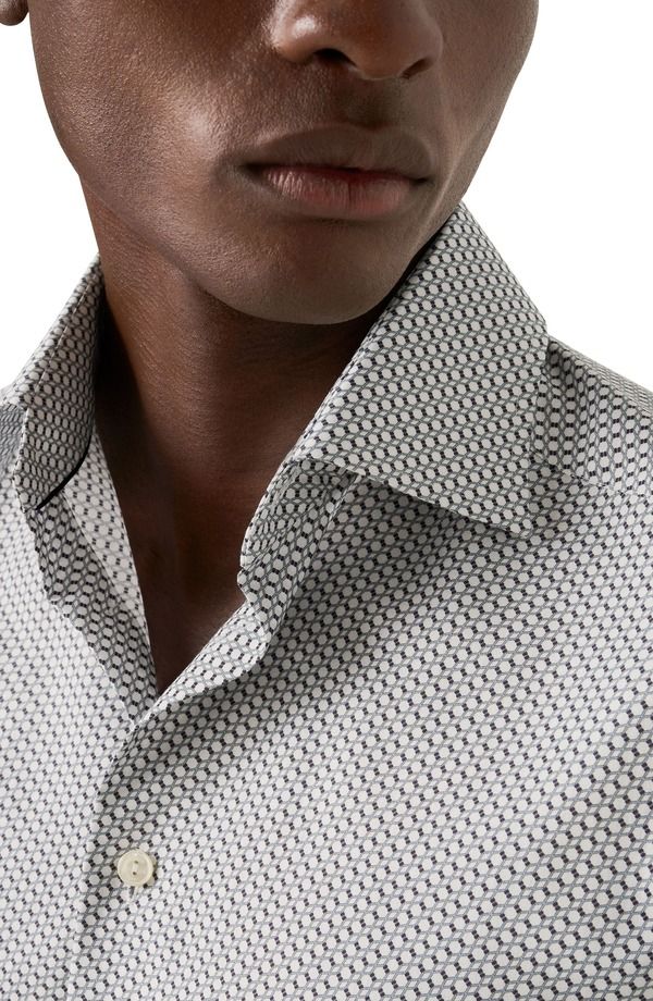 エトン メンズ トップス シャツ スリムフィット Eton Slim Fit Geometric Twill ButtonUp Shirt Grey グレー