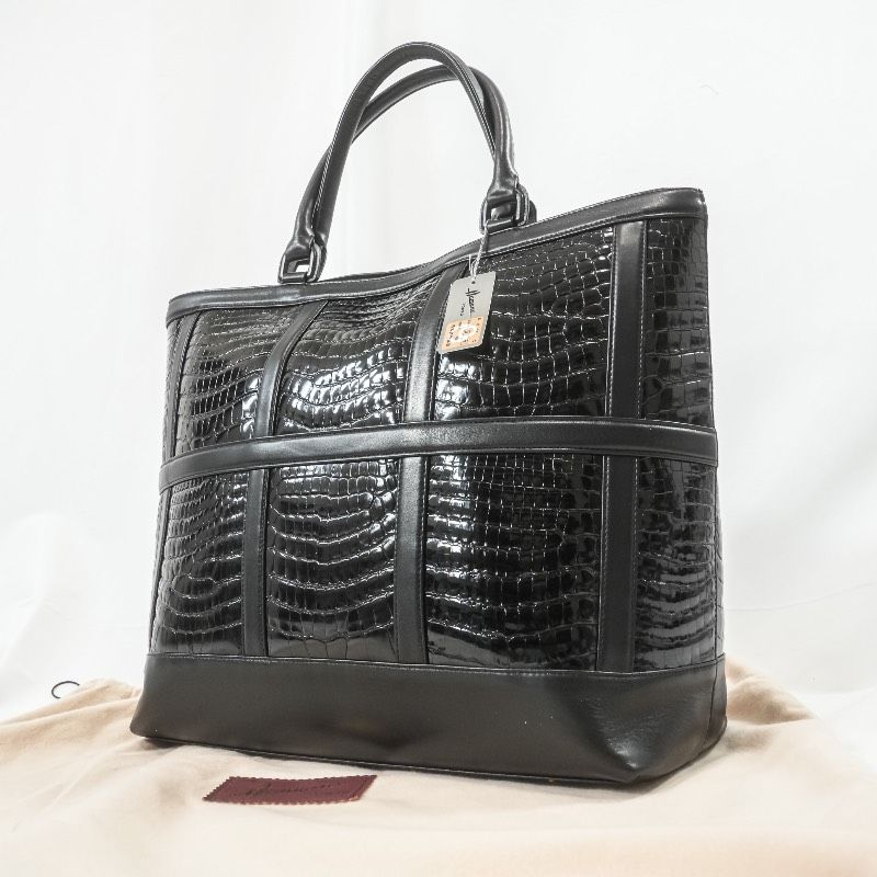 美品 HAMANO 濱野皮革工藝 皇室御用達 クロコダイル ワニ革 トート