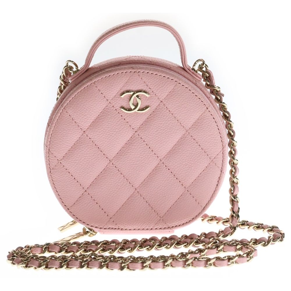 CHANEL シャネル スモールバニティ チェーンショルダーバッグ ピンク キャビアスキン ゴールド金具 AP2502 CHANEL (シャネル) スモールバニティ チェーンショルダーバッグ ピンク