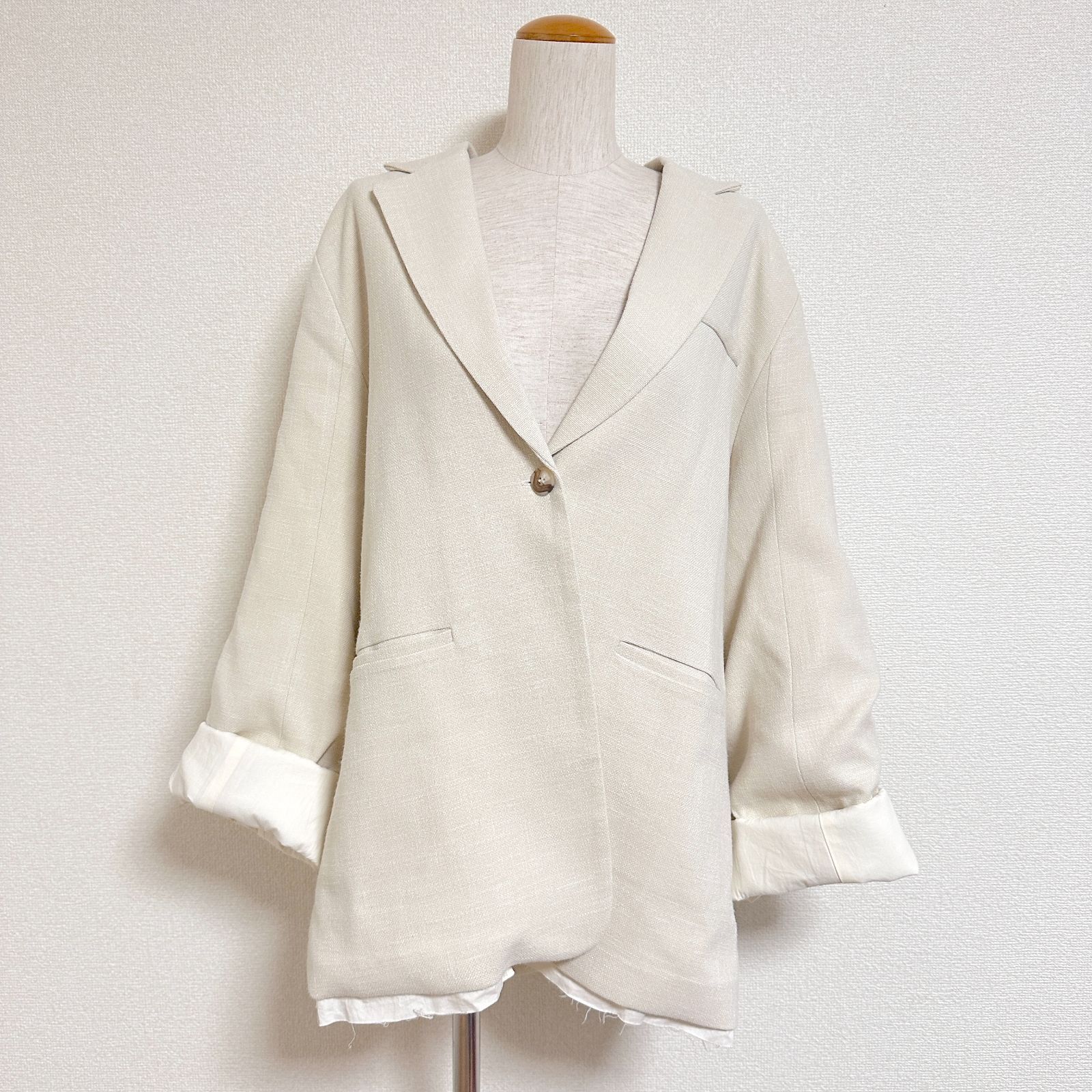 dium. 25SS linen like layered jacket リネンライクレイヤード 