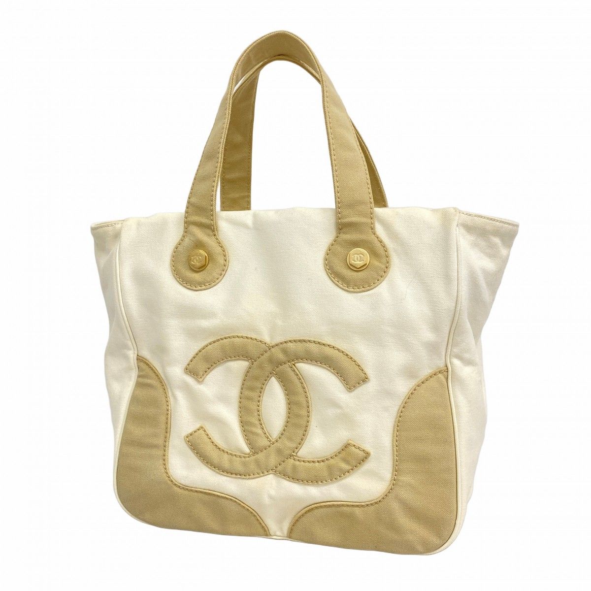 6ca0589-k】シャネル トートバッグ マシュマロ キャンバス ホワイト
