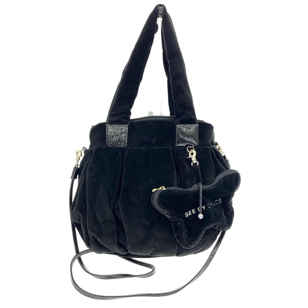 SEE BY CHLOE シーバイクロエ 2WAYバッグ ベロア ブラック レディース 