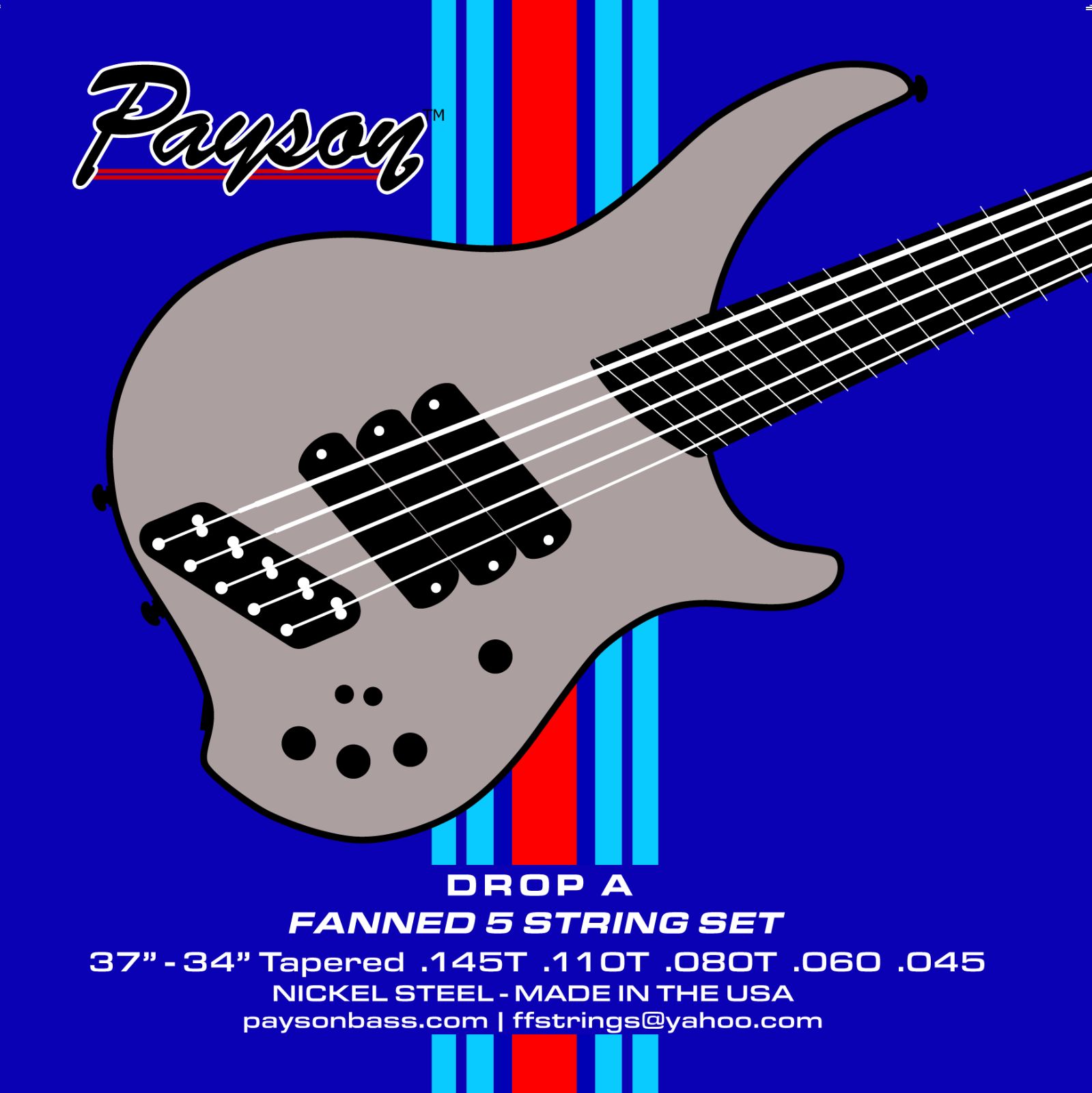 PAYSON - ファンフレットベース弦 - DROP A STANDARD - マルチスケール - 5弦、1パックセット