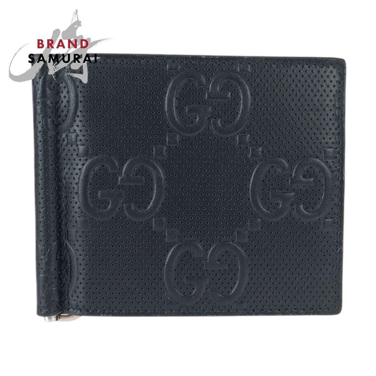 美品 GUCCI グッチ GGエンボス ブラック 黒 シルバー金具 レザー