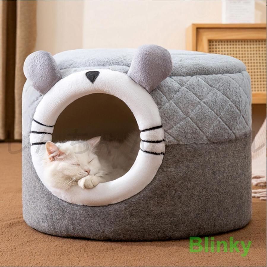 【新品?未使用】猫ベッド ペットベッド 猫 ドーム型 猫ハウス 2WAY 暖かい クッション キャットハウス 2in1 小型犬 犬猫兼用 ふわふわ 柔ら