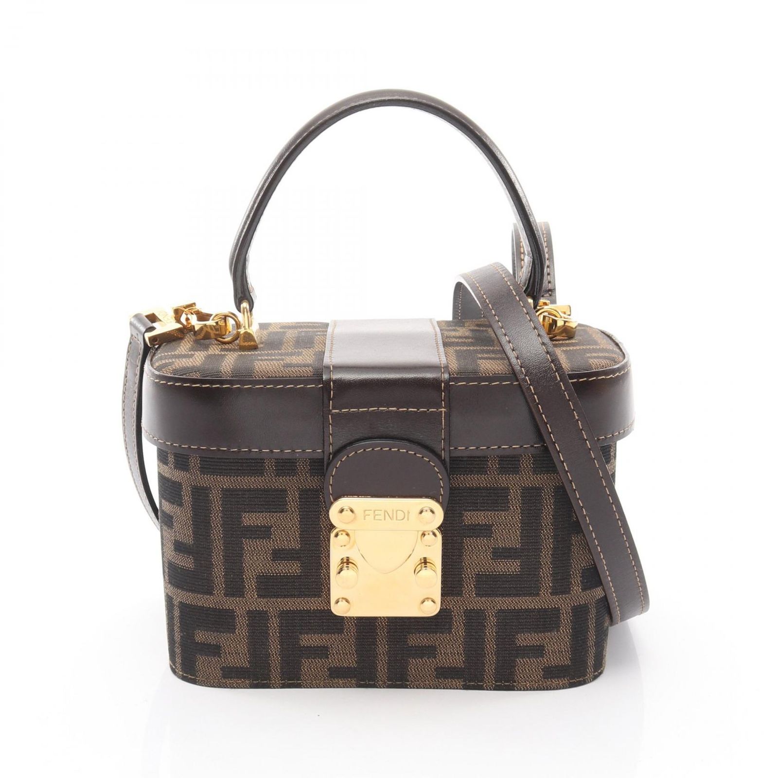 フェンディ FENDI ハンドバッグ ズッカ ブラック/ブラウン キャンバス 