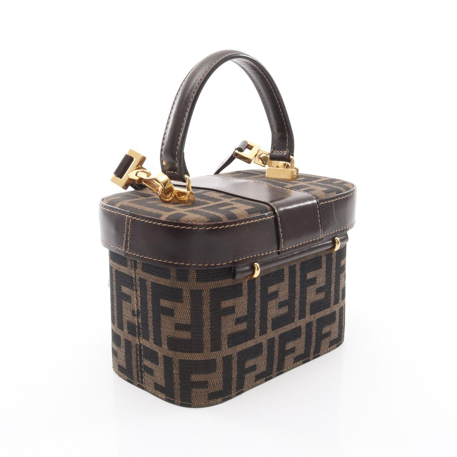 フェンディ FENDI ハンドバッグ ズッカ ブラック/ブラウン キャンバス 