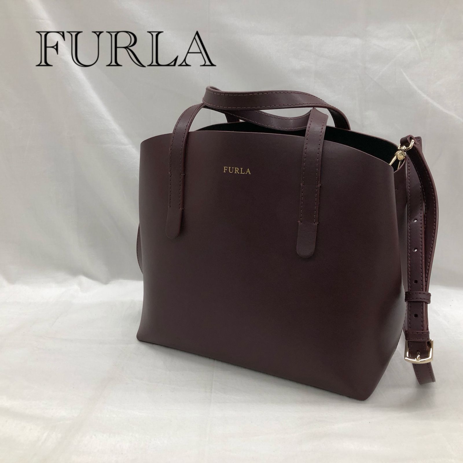 極美品】FURLA フルラ パラダイス Sサイズ 2way バッグ バーガンディ 