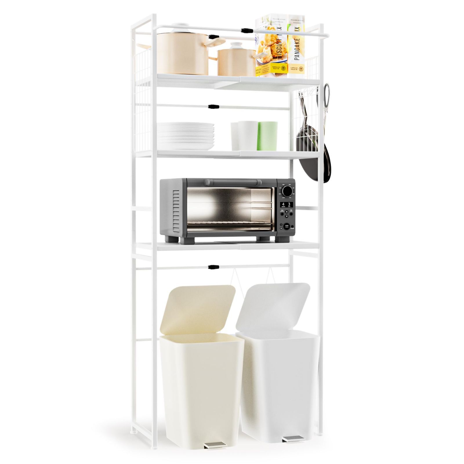 特価商品】LORAK ゴミ箱上ラック キッチン棚 左右上下の幅が調整可能