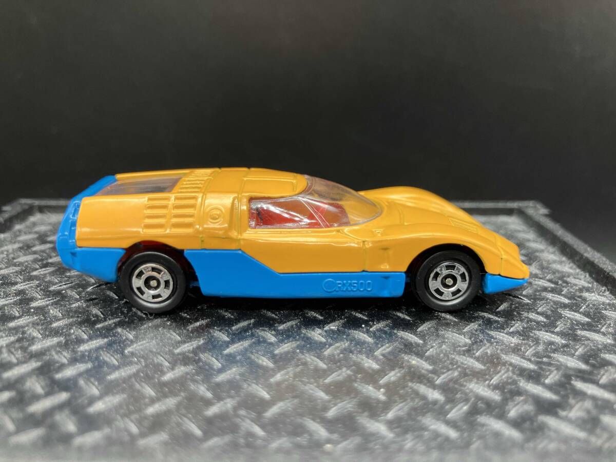 トミカ No.34 マツダ RX500 やまぶき色×水色 赤シｰト 1Eホイｰル 裏板