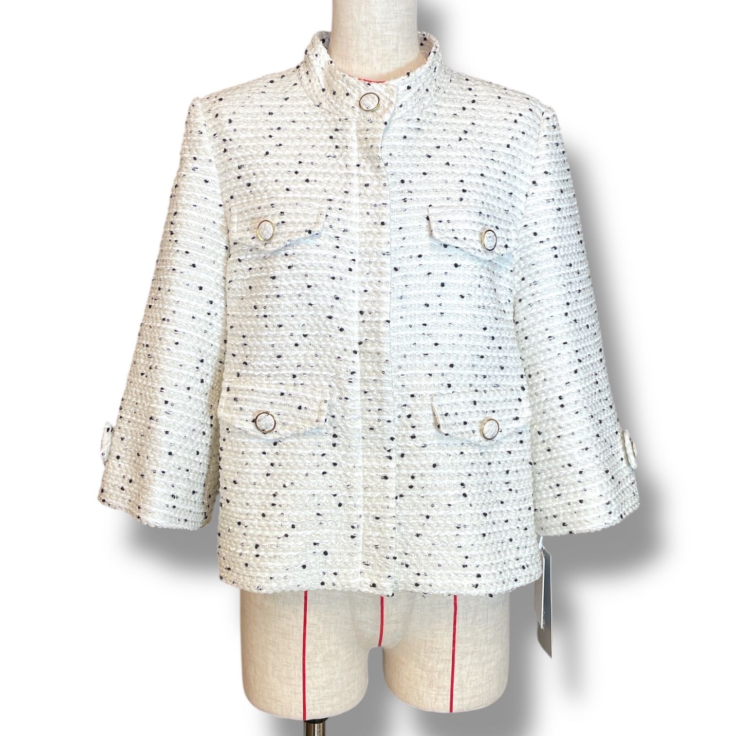 新品 未使用 タグ付き Sheller シェリエ Dot tweed A-line jacket