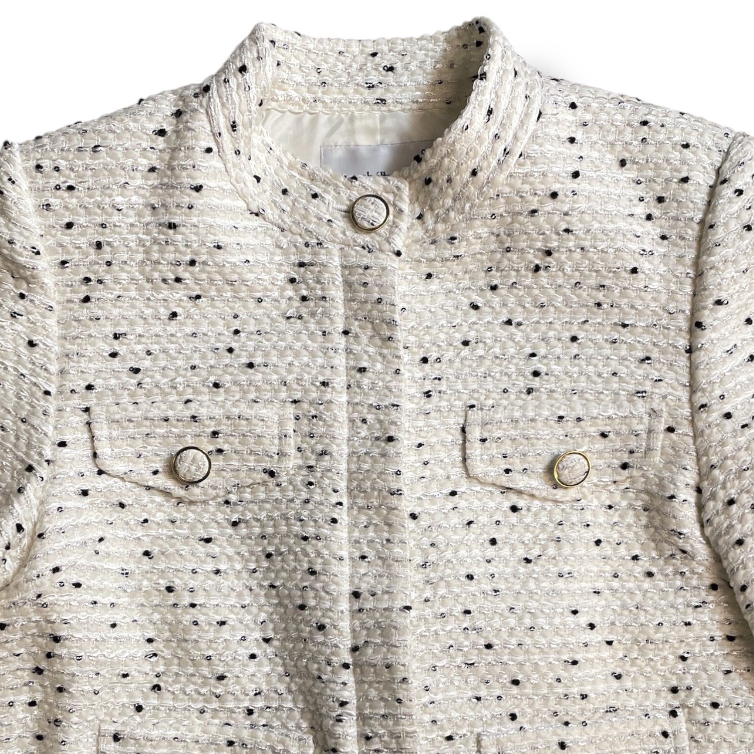 新品 未使用 タグ付き Sheller シェリエ Dot tweed A-line jacket