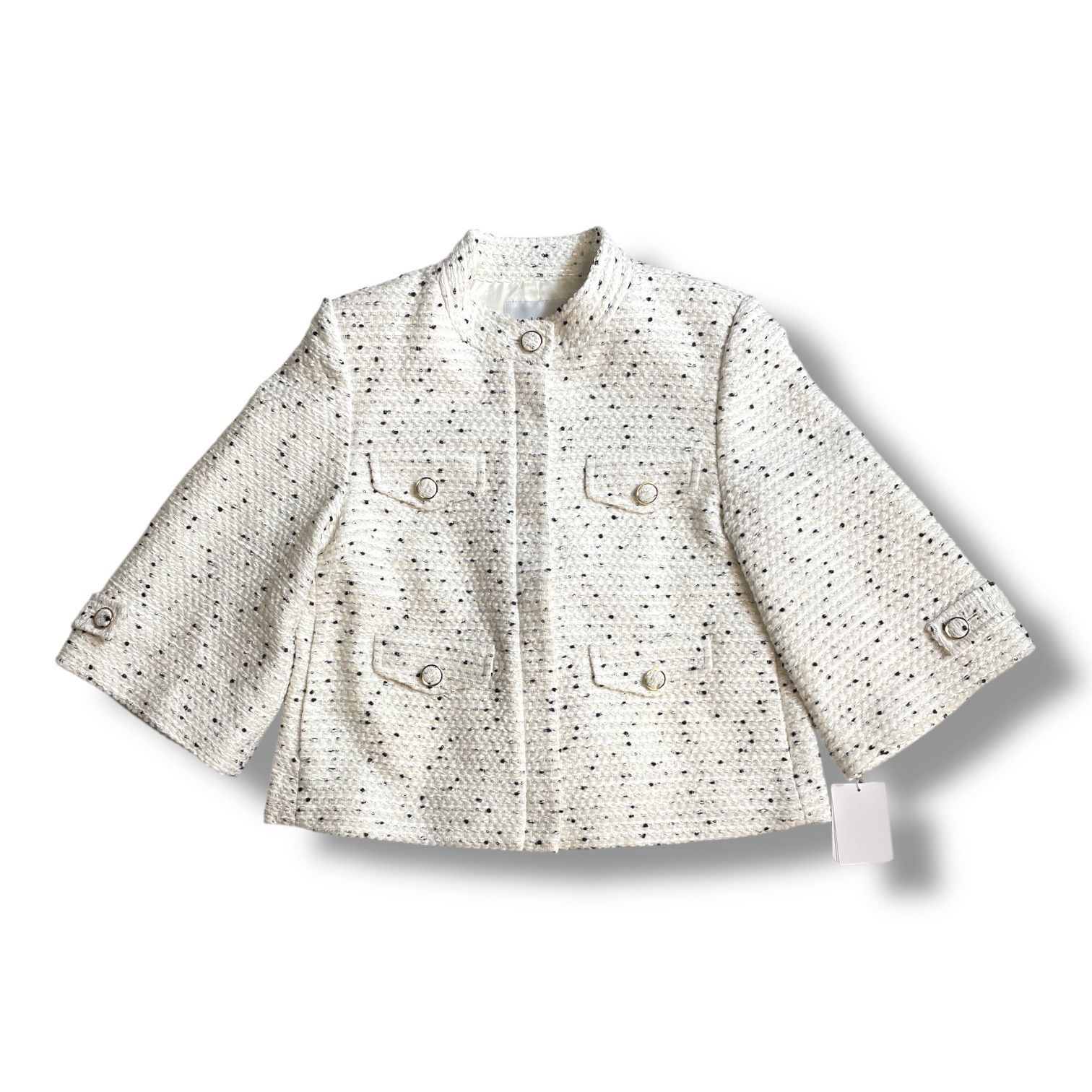 新品 未使用 タグ付き Sheller シェリエ Dot tweed A-line jacket