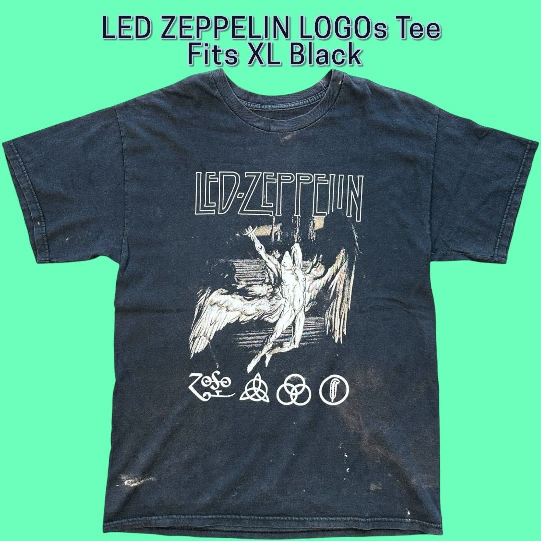 LED ZEPPELIN LOGOs Tee Fits XL Black