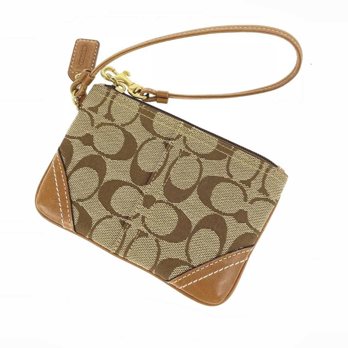 COACH コーチ リストレットポーチ シグネチャーキャンバス×レザー