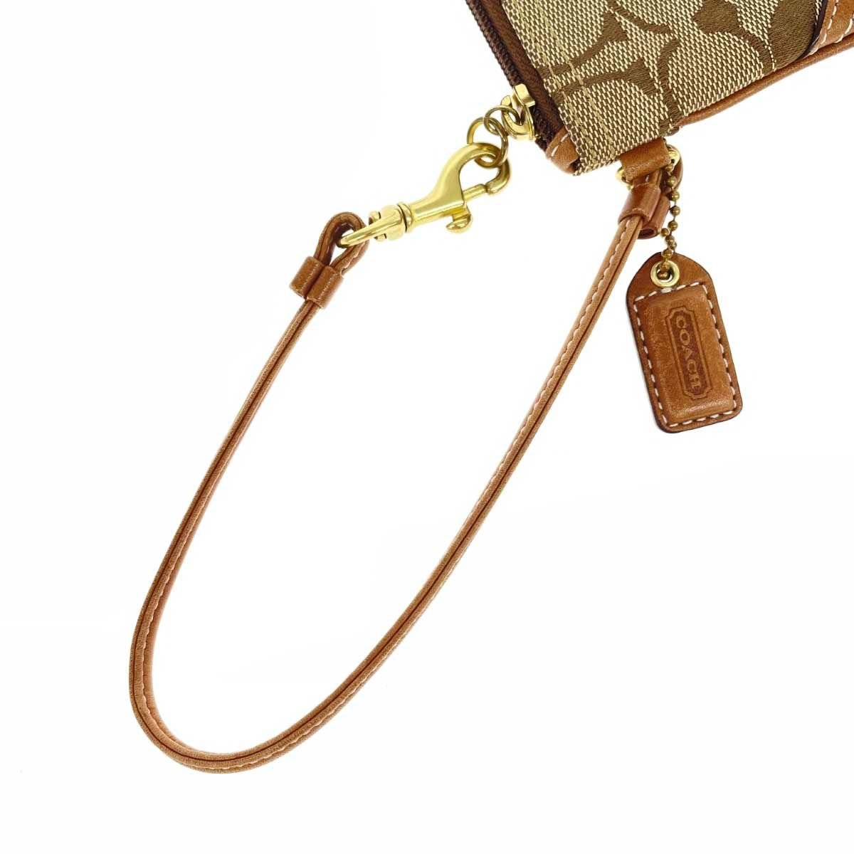 COACH コーチ リストレットポーチ シグネチャーキャンバス×レザー