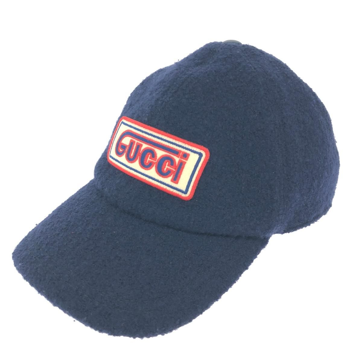 GUCCI グッチ フェルトウールベースボールキャップ M ロゴワッペン