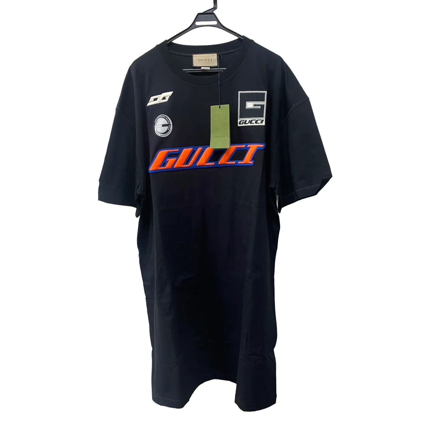 グッチ GUCCI オーバーTシャツ MOTOロゴ ワッペン コットン ブラック 