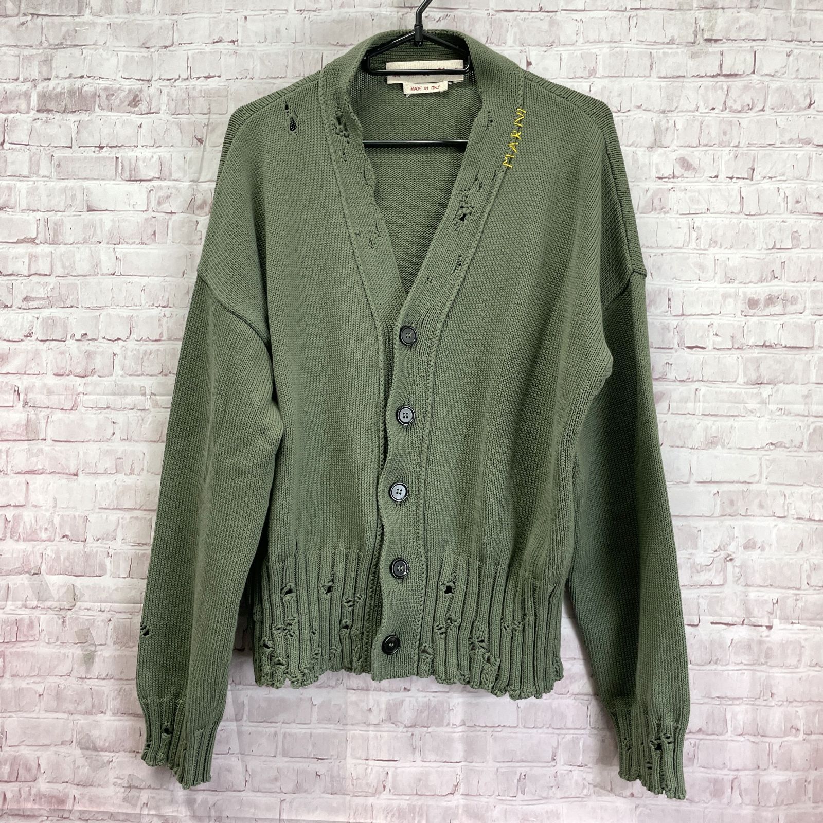 Marni MARNI イエロー カーディガン サイズ46 チェック カーディガン