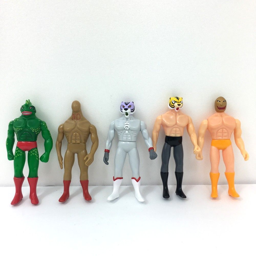 タイガーマスク/ザ・ゴールデンマン/ザ・ピラニアン他2品 ソフビ