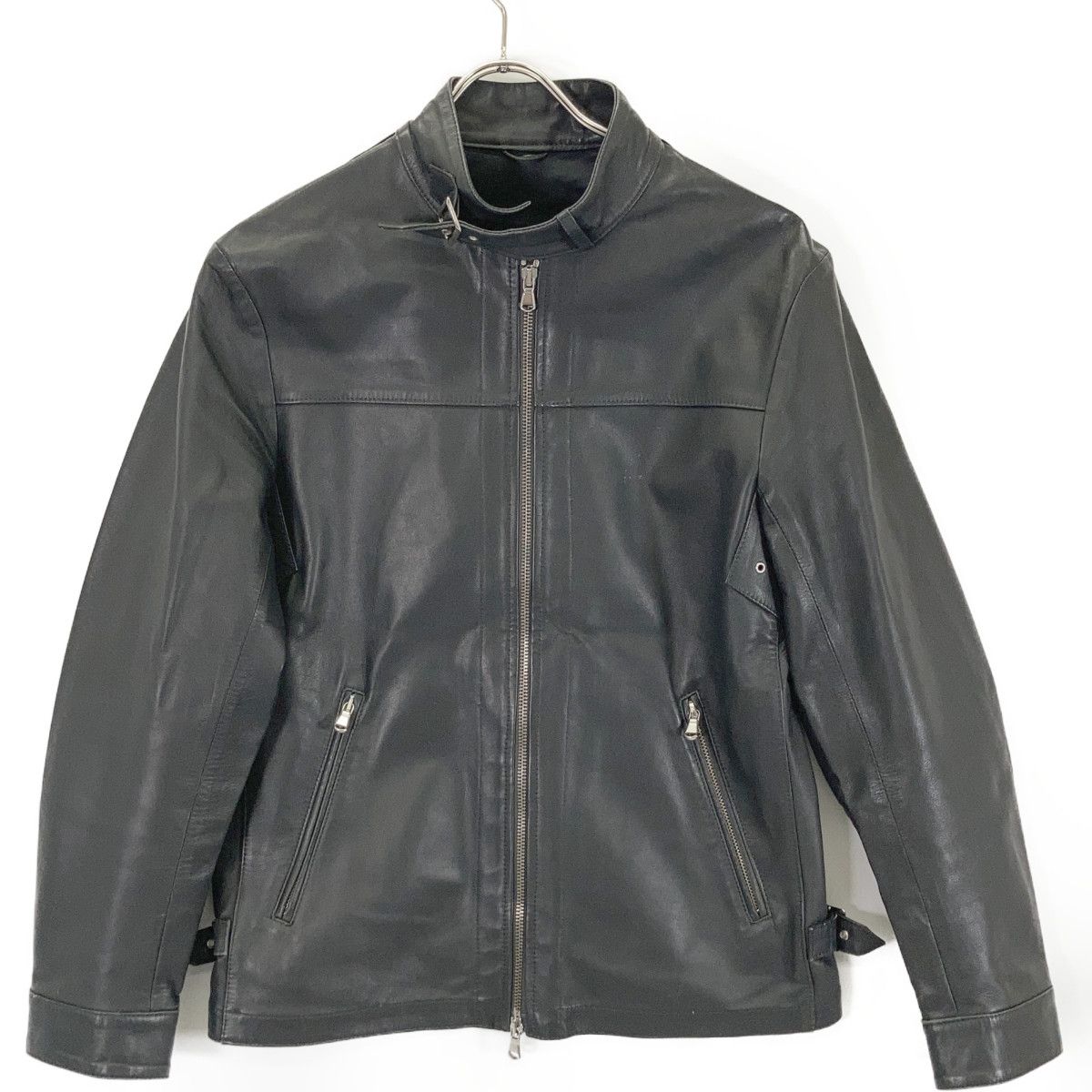 Cinquanta チンクアンタ 5623 ﾌﾞﾗｯｸ 羊革 ﾗﾑﾚｻﾞｰ ｼﾝｸﾞﾙﾗｲﾀﾞｰｽｼﾞｬｹｯﾄ 46