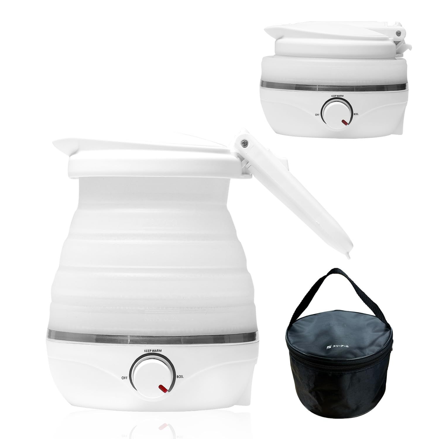 【再入荷★全世界で使える】スリーアール ケトル タビケトル 電気 キャンプ 折りたたみケトル 600ml 1.5m 海外対応 電気 収納袋付き アウトドア 折りたたみ ダブル保温 携帯 持ち運び 車中泊 プレゼント 3R-TKL01rc