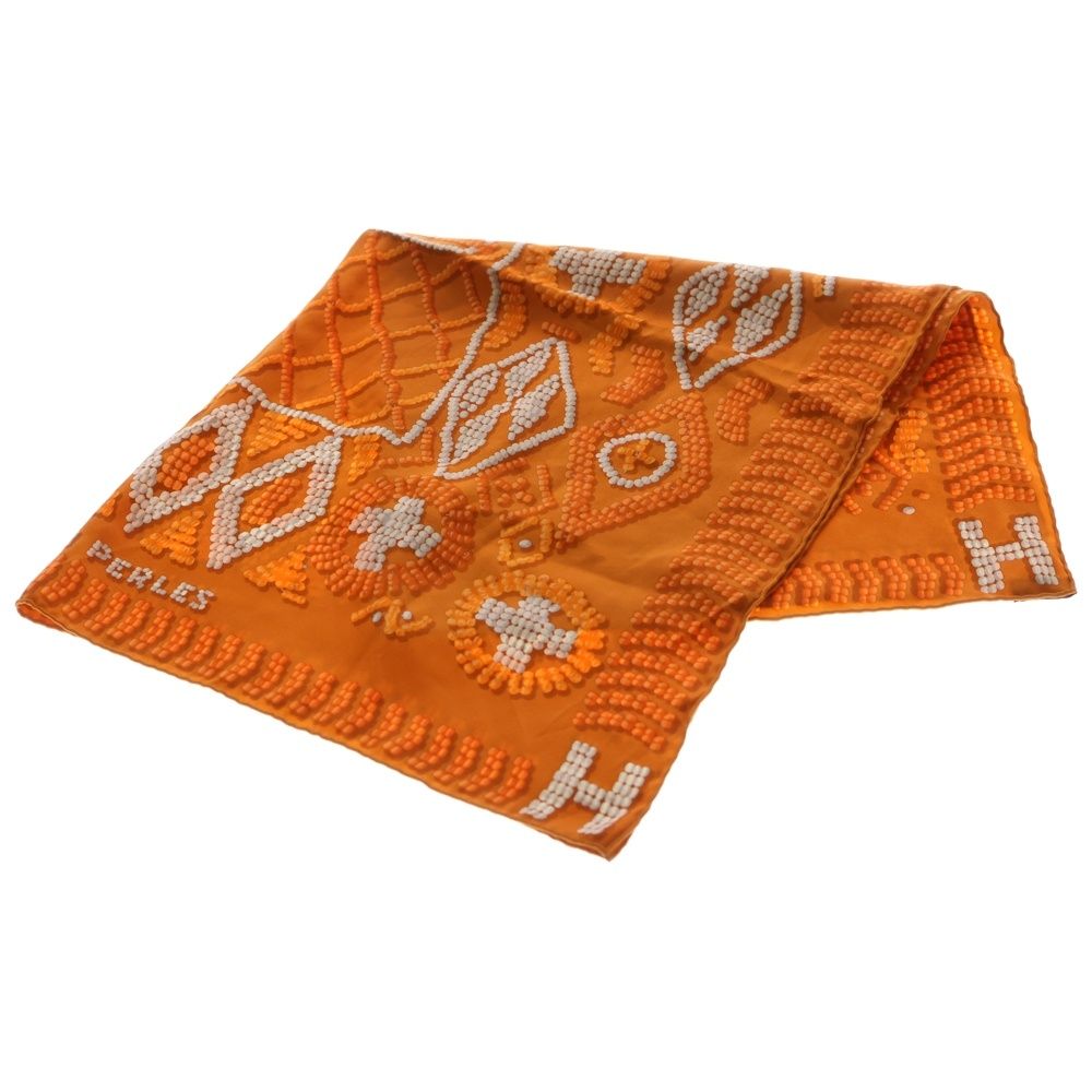 HERMES (エルメス) カレ70 KELLY EN PERLES シルクスカーフ オレンジ
