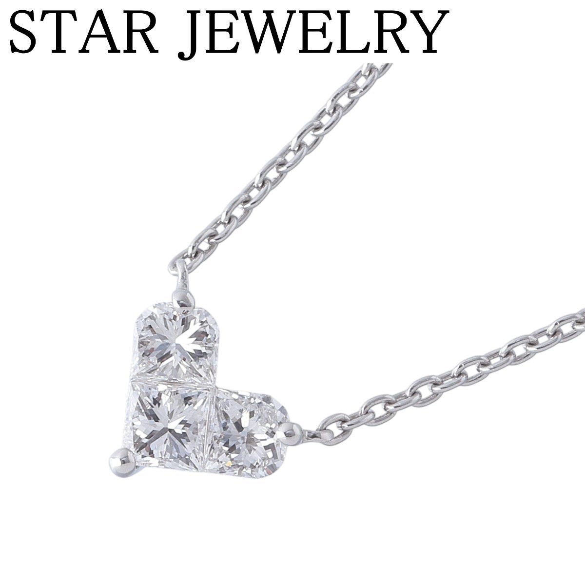 スタージュエリー ダイヤ ネックレス ミステリアスハート 0.28ct 40cm 