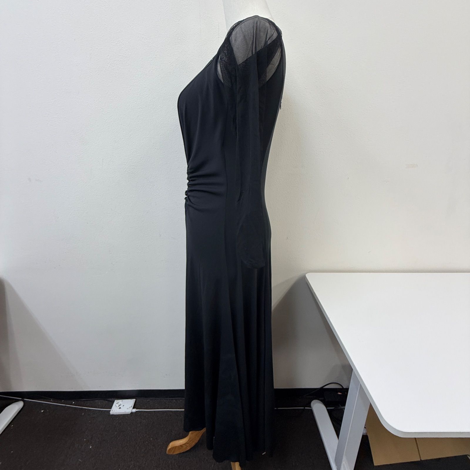 Sanline】社交ダンス衣装 ワンピース ドレス 黒 ブラック ライン