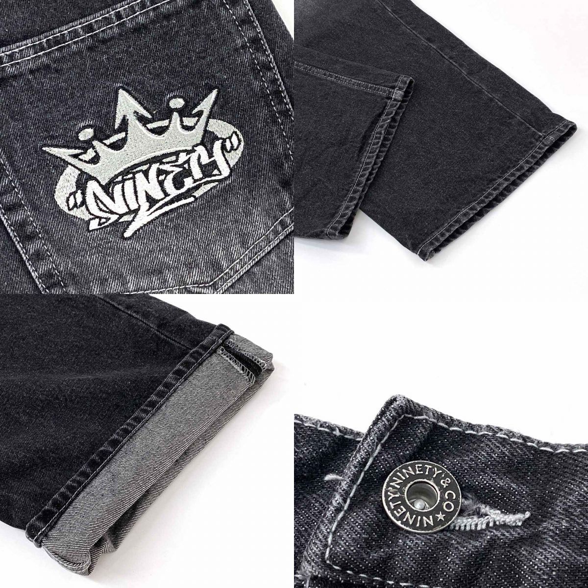 9090 ナインティナインティ King Logo Vintage Tapered Pants デニム 