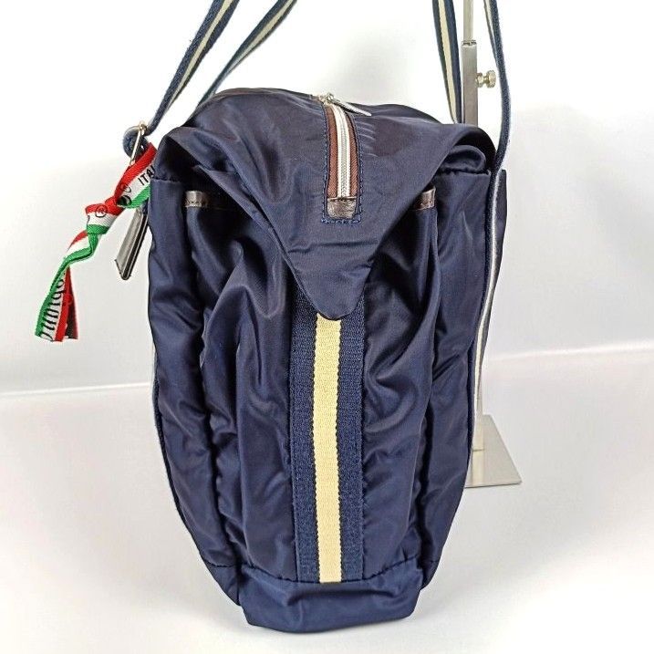 良品 OROBIANCO オロビアンコ トートバッグ ナイロン×レザー 大容量 紺 