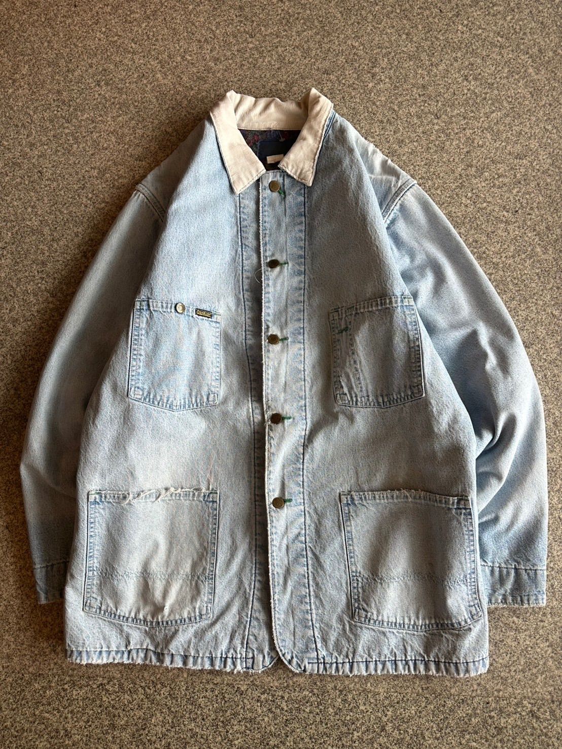 70s 80s vintage OshKosh B'gosh デニムカバーオール 裏地ブランケット