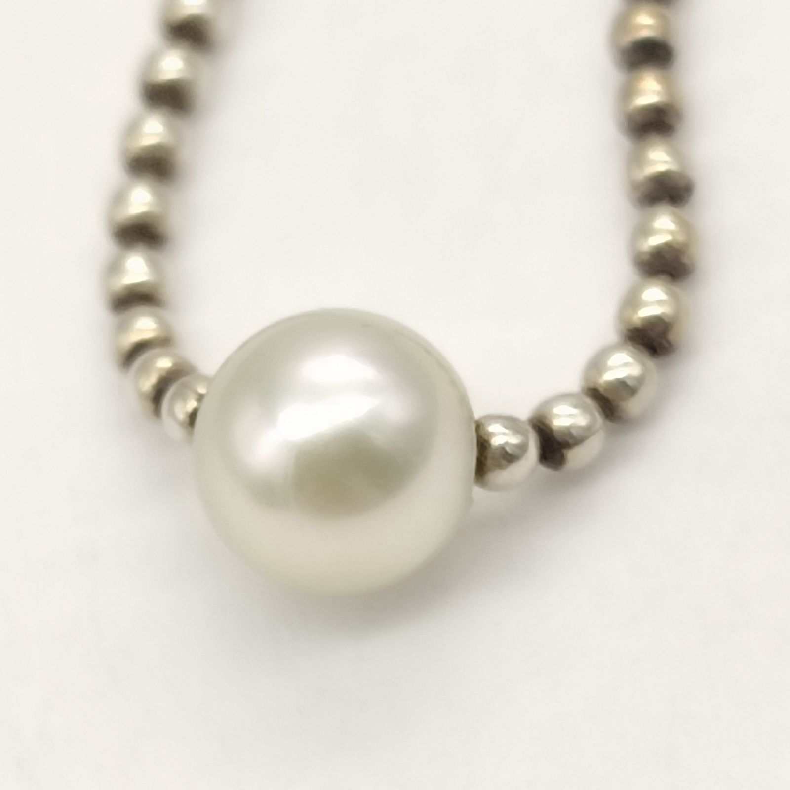 美品】4℃ ヨンドシー パールネックレス ボールチェーン 5㎜ シルバー 