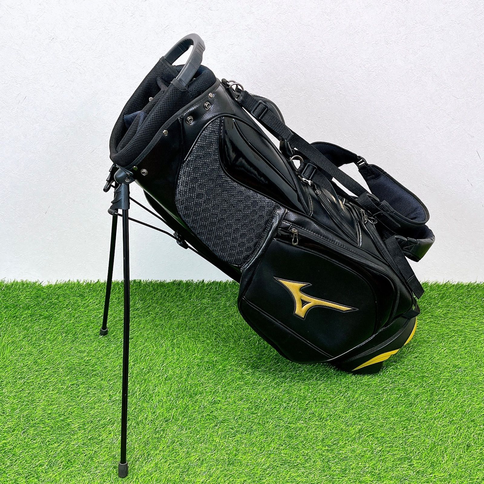 MIZUNO ゴルフ キャディバッグ ブラック/ゴールド 希少】MIZUNO YORO JAPAN ミズノ 養老ジャパン スタンドキャディバッグ
