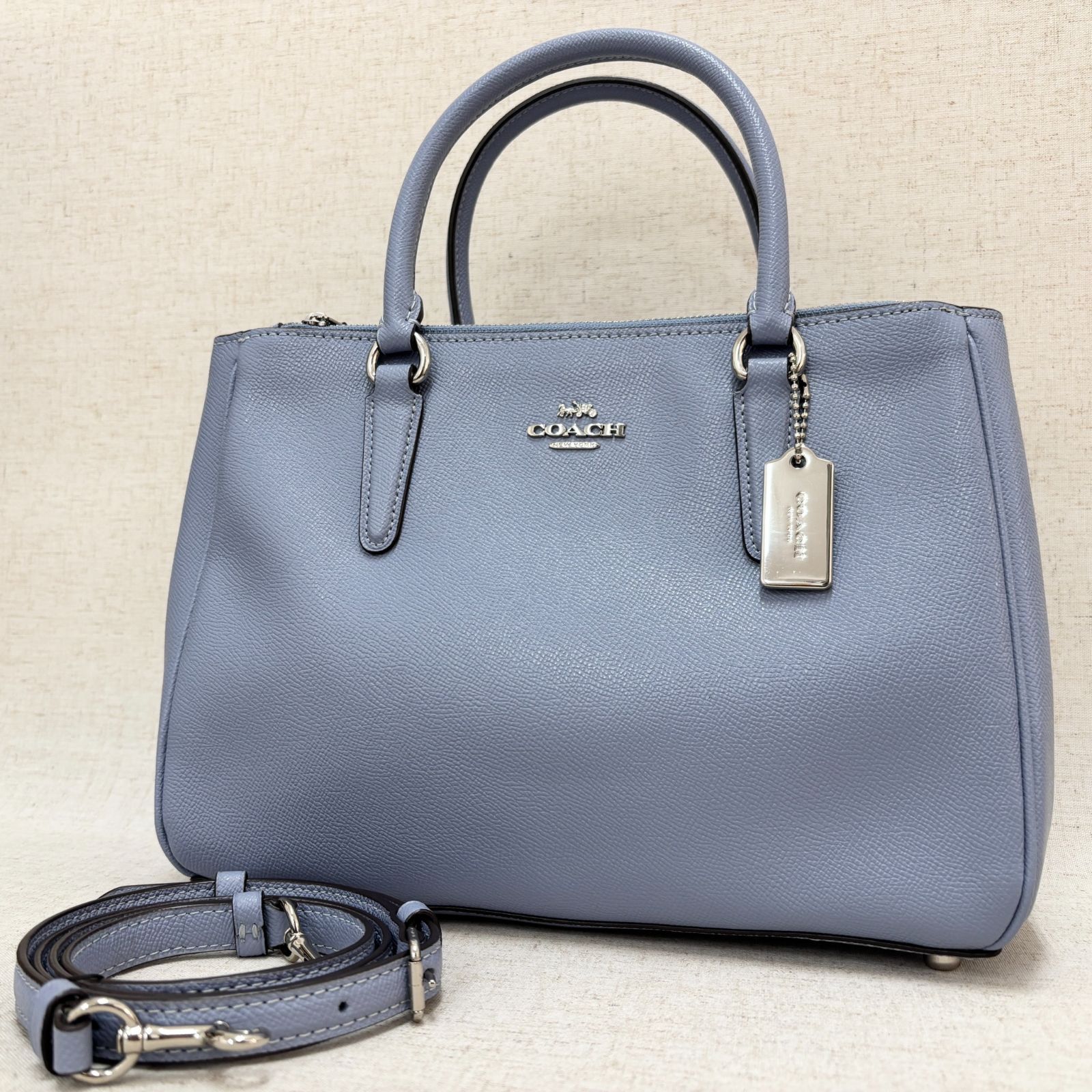 2508-282｜美品｜コーチ 2WAY ハンドバッグ レザー ライトブルー 