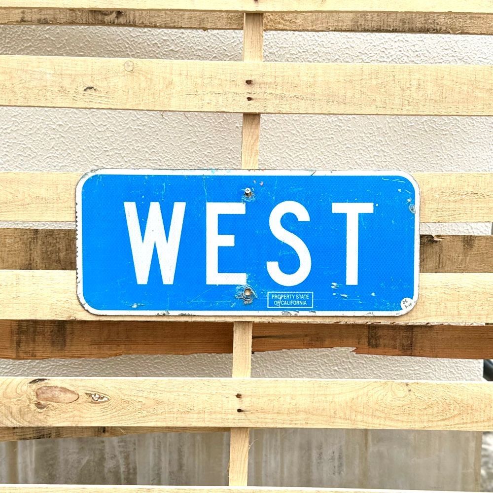 ヴィンテージ ロードサイン [WEST] 26-3-10 / アメリカ 看板 ブルー