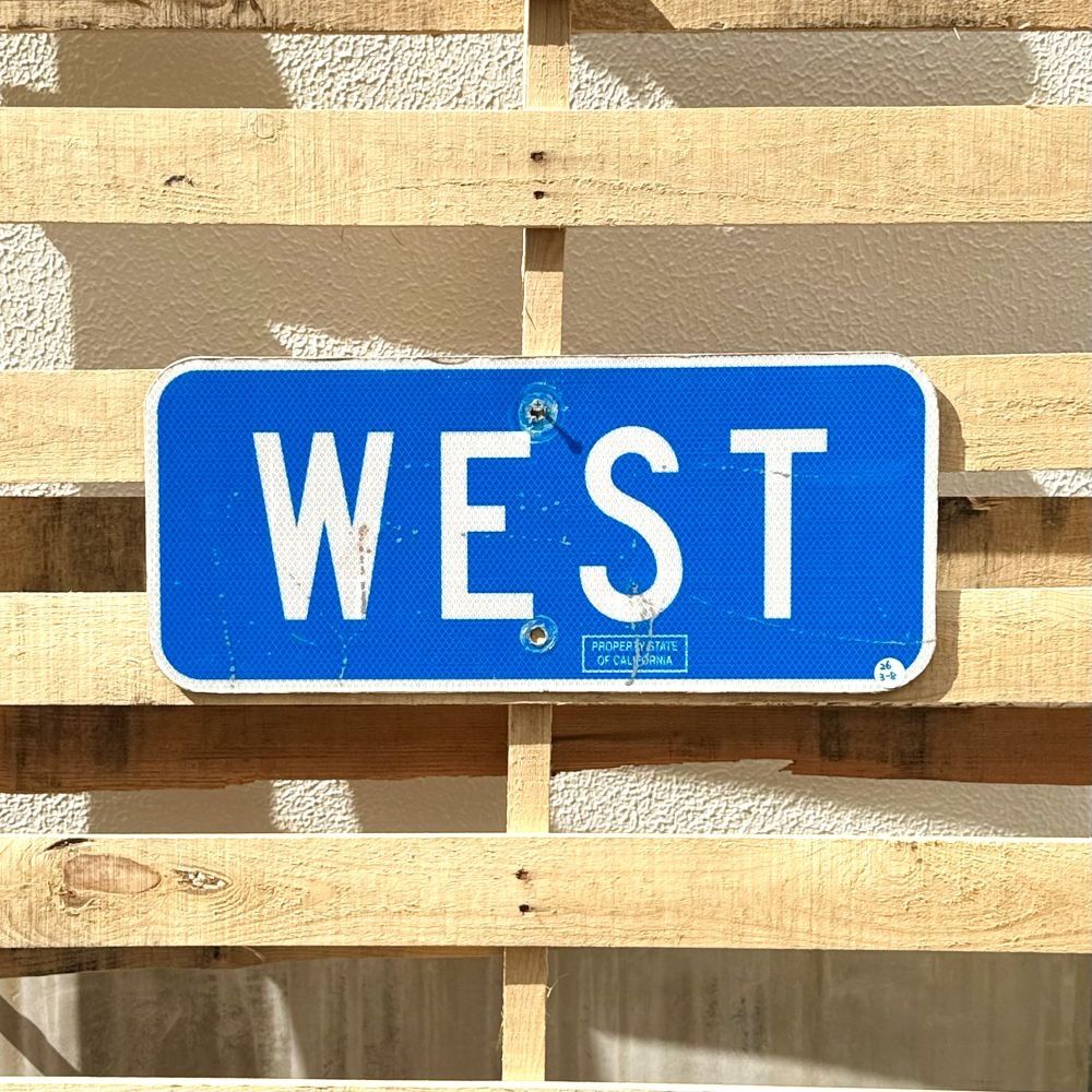 ヴィンテージ ロードサイン [WEST] 26-3-8 / アメリカ 看板 ブルー