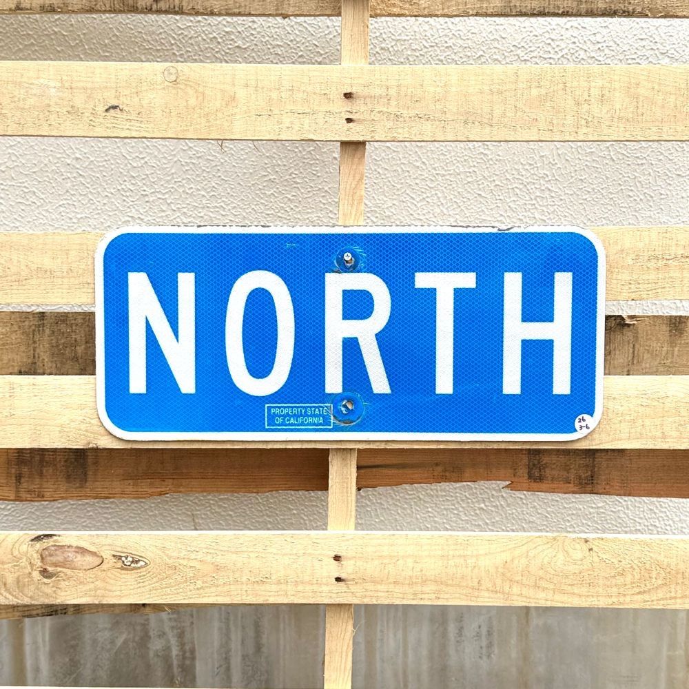 ヴィンテージ ロードサイン [NORTH] 26-3-6 / アメリカ 看板 ブルー